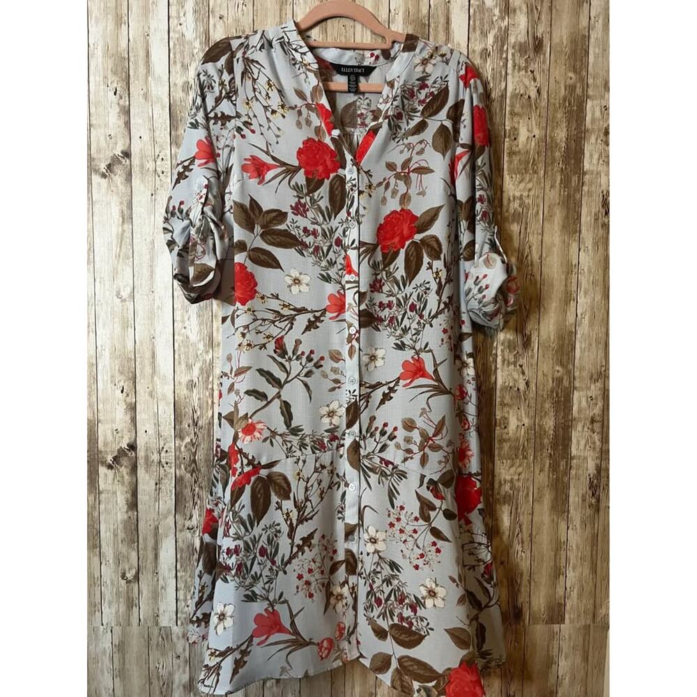 Vintage-Inspired Floral Button Dress – Ellen Tracy, Size Small